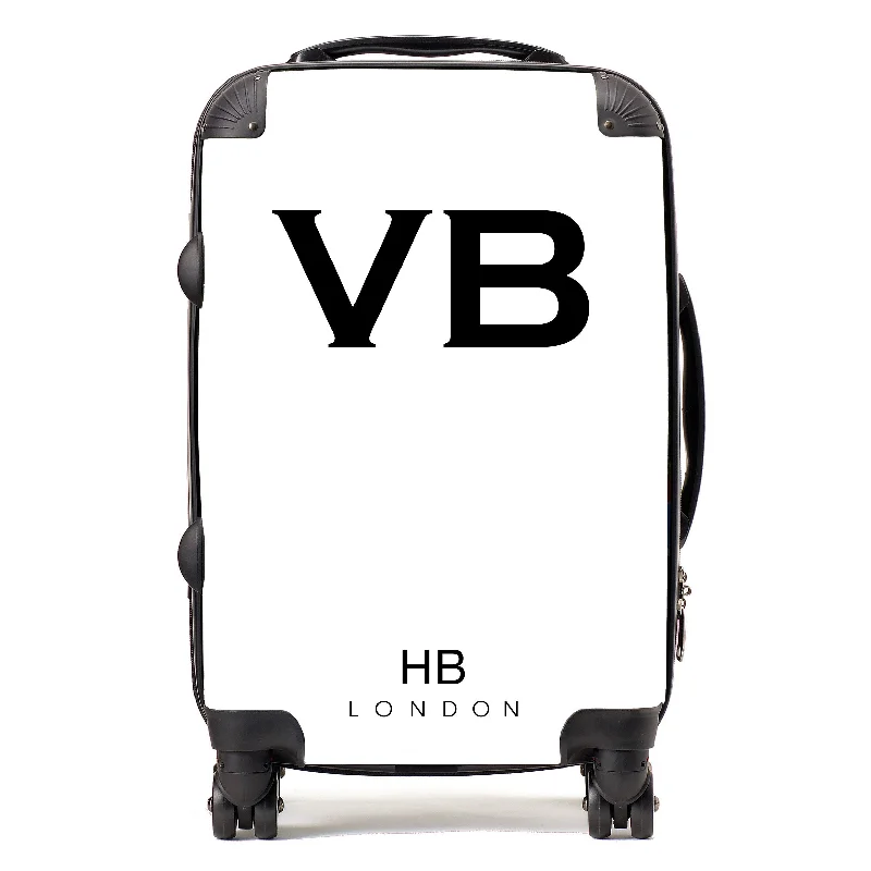 suitcase rolling smoothly-Personalised White Initial Suitcase