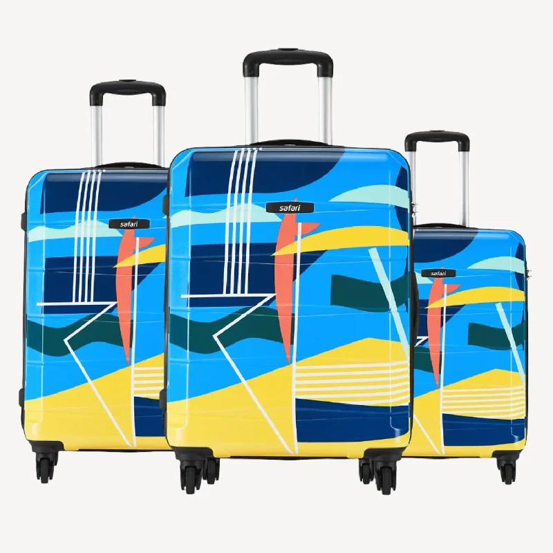 suitcase with cool straps-Safari Regloss Detour Check-In 3PC PP Luggage Set (55/66/77cm)