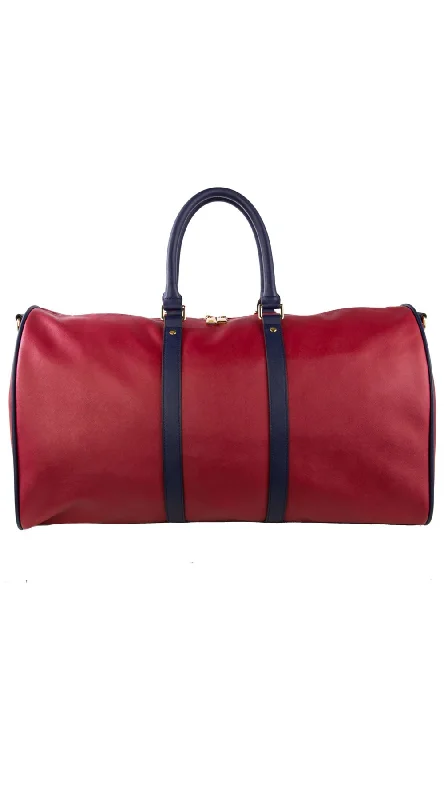 Duffel Bag with animal print-SO JOURNE- DUFFEL BAG- BURGANDY/ NAVY