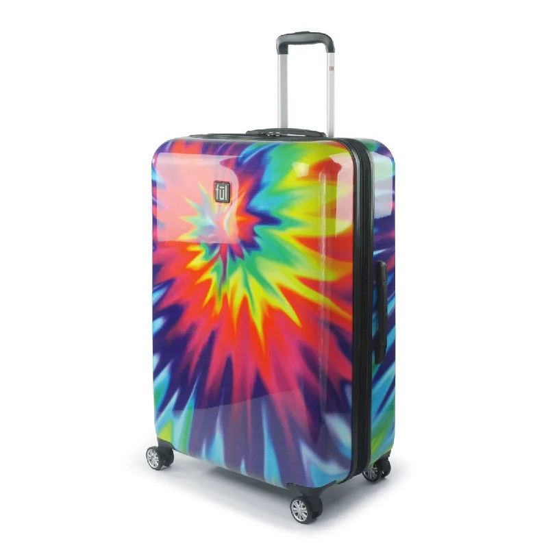 suitcase for quick escapes-Tie-dye Rainbow Swirl 28" FŪL Spinner Rolling Luggage