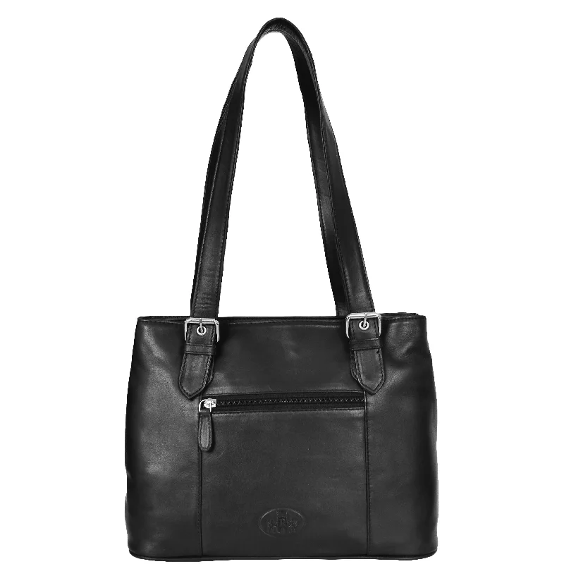 Tote Bag for camping-Womens Leather Tote Cross Body Shoulder Bag Everyday Handbag Black Ariana