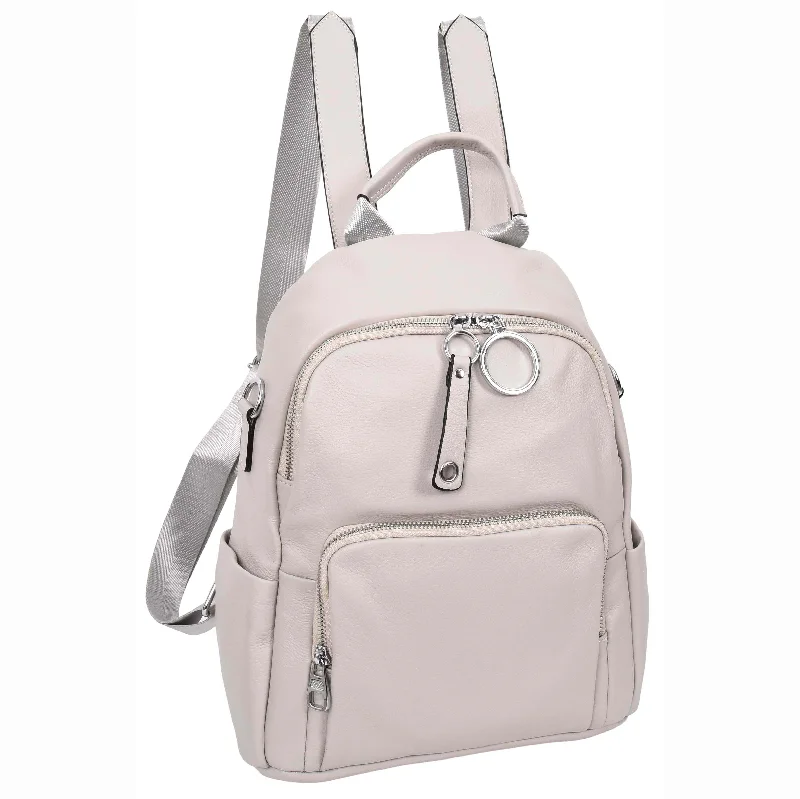 Backpacks with sleek patterns-Womens Real Leather Casual Backpack Eliza Grey