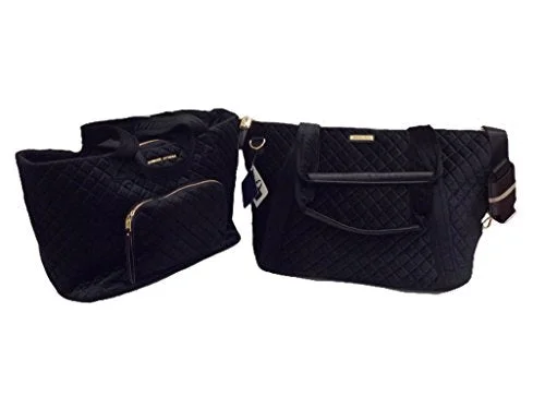 Tote Bag for knitting-2Pc Set - Adrienne Vittadini Diamond Quilted Velvet Xxl Travel Tote & Duffle