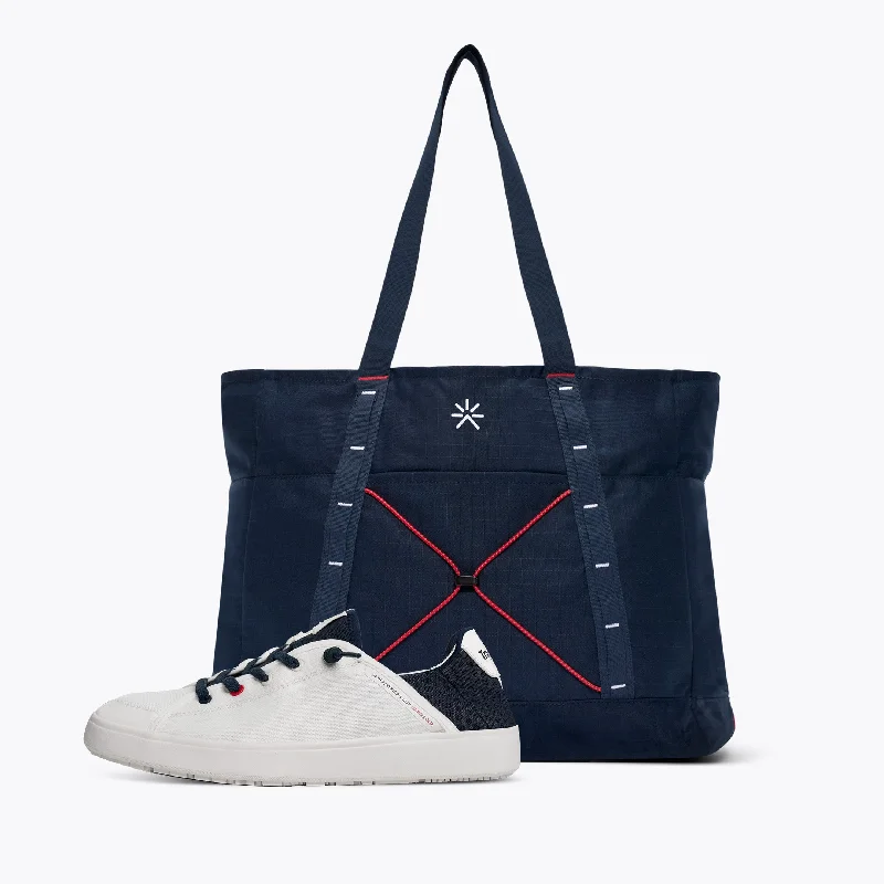 Tote Bag with artwork-AC40 Sunset Navy Tote Pack