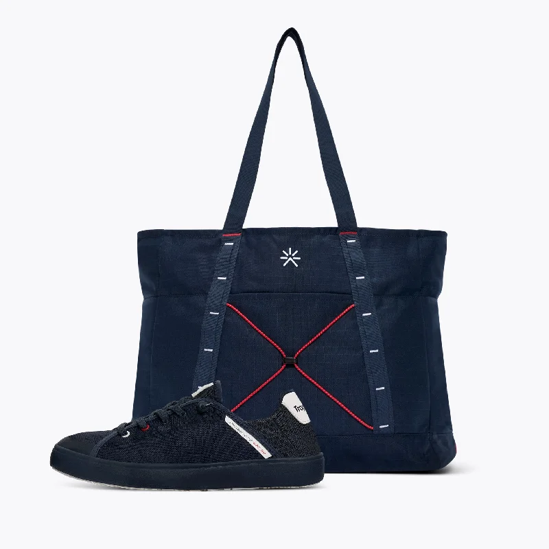 Tote Bag with mesh-AC75 Sunset Navy Tote Pack