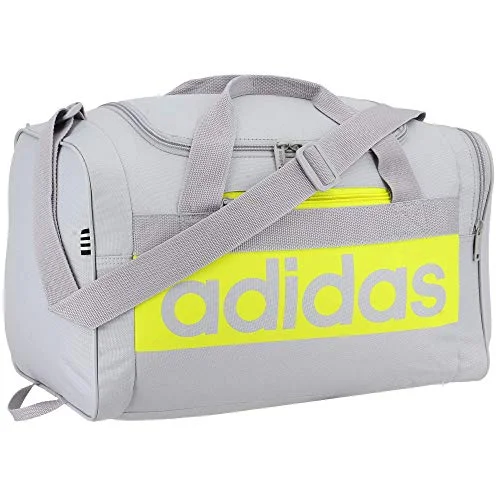 Duffel Bag with bottom compartment-adidas Court Lite Duffel Bag, Halo Silver/Acid Yellow, One Size