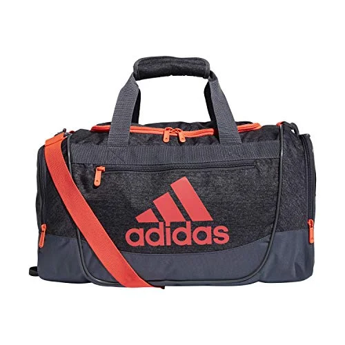 Duffel Bag for tiny gear-adidas Unisex Defender III Small Duffel Bag, Jersey Black/ Onix/ Signal Pink, Small