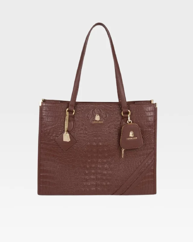 Tote Bag with zipper-Apollo 2 Tote Bag in Brown