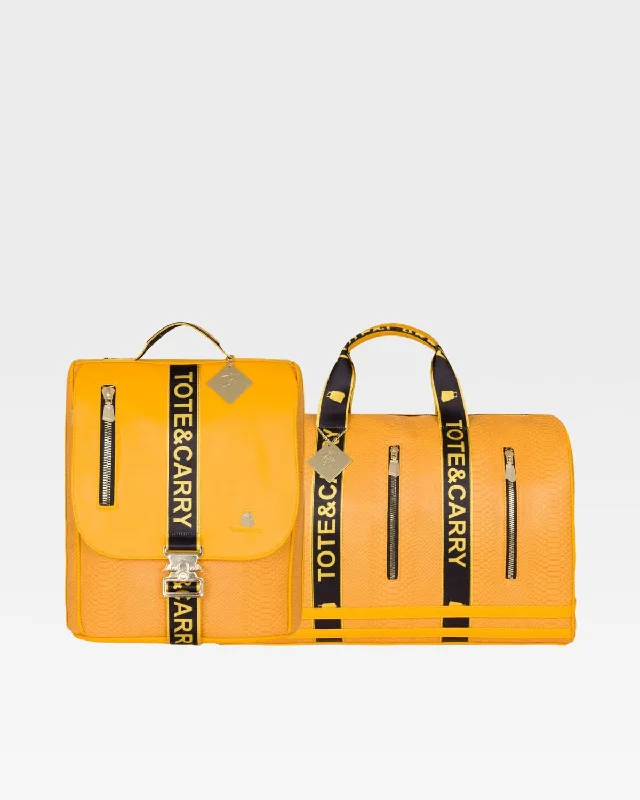 Duffel Bag for sandy beaches-Caution Tape Travel Set in Mustard