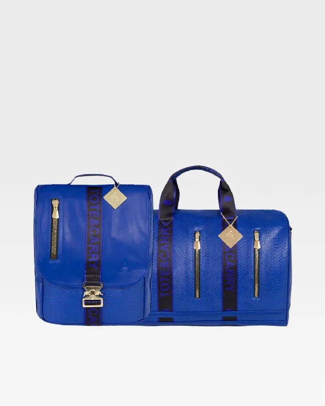 Duffel Bag with classic style-Caution Tape Travel Set in Royal Blue