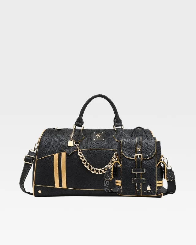 Duffel Bag with striped design-City Slicker Set in Black