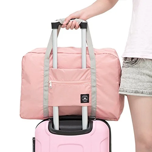 Tote Bag for festivals-Cocoo Travel Foldable Waterproof Tote Bag Carry Storage Luggage Handbag (Pink)