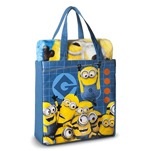 Tote Bag minimalist-Despicable Me Minion Throw Blanket Silk Touch Canvas Tote Bag 2 Pieces Set