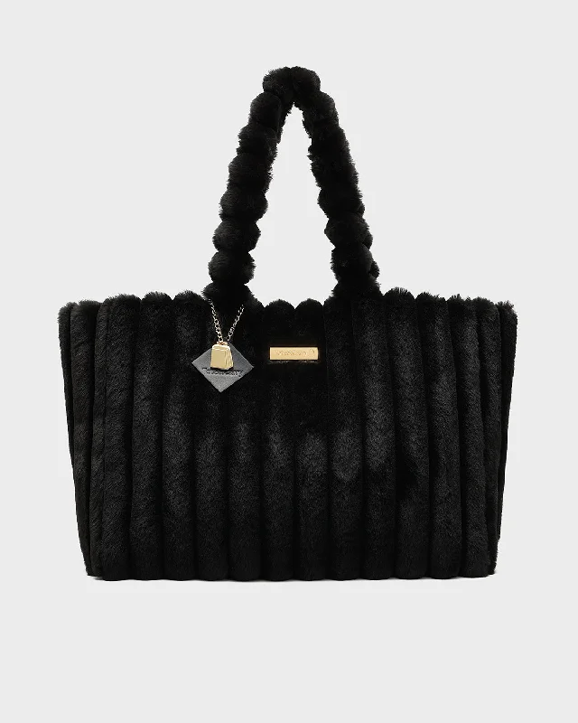 Tote Bag for shopping-Fuzzy Tote Bag in Black