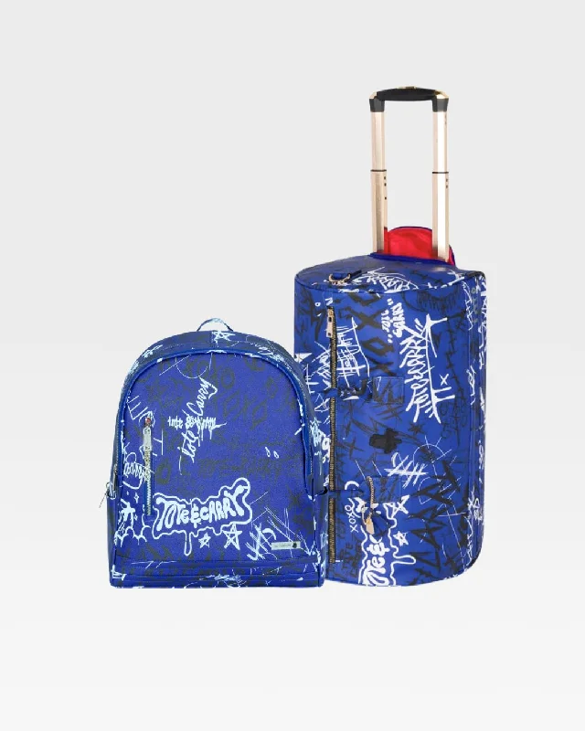 Duffel Bag for sunny days-Graffiti Tombstone Roller Duffle Set in Royal Blue