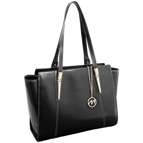 Tote Bag with long straps-Mckleinusa Aldora 97505 Black Leather Women'S Business Tote