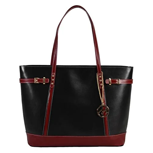 Tote Bag with solid color-Mckleinusa Serafina 97565 Black Leather Women'S Business Tote