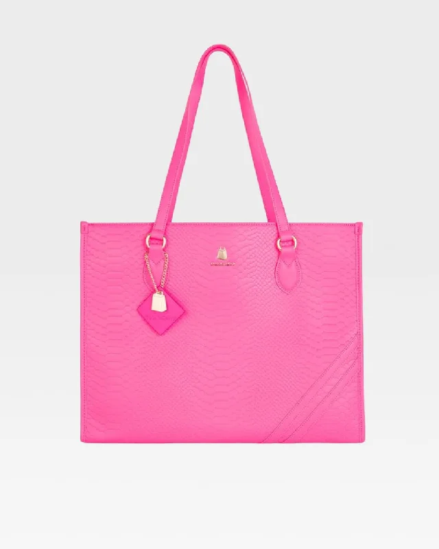 Tote Bag with modern print-Apollo 1 Tote Bag in Neon Pink