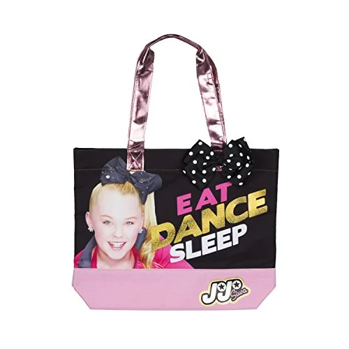 Tote Bag with vegan leather-Nickelodeon Jojo Siwa Eat Purse, Dance, Sleep Tote Bag With Polka Dot Bow