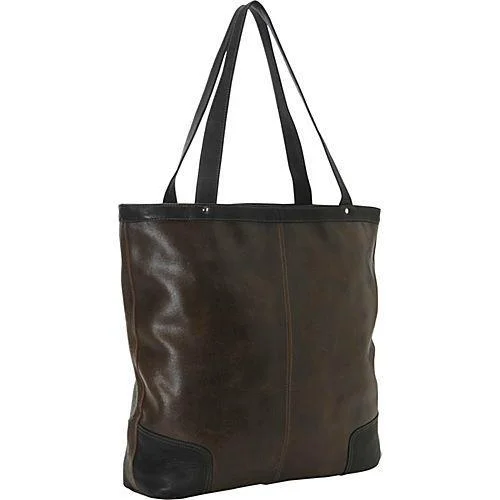 Tote Bag with polka dots-Piel Leather Vintage Vertical Tote