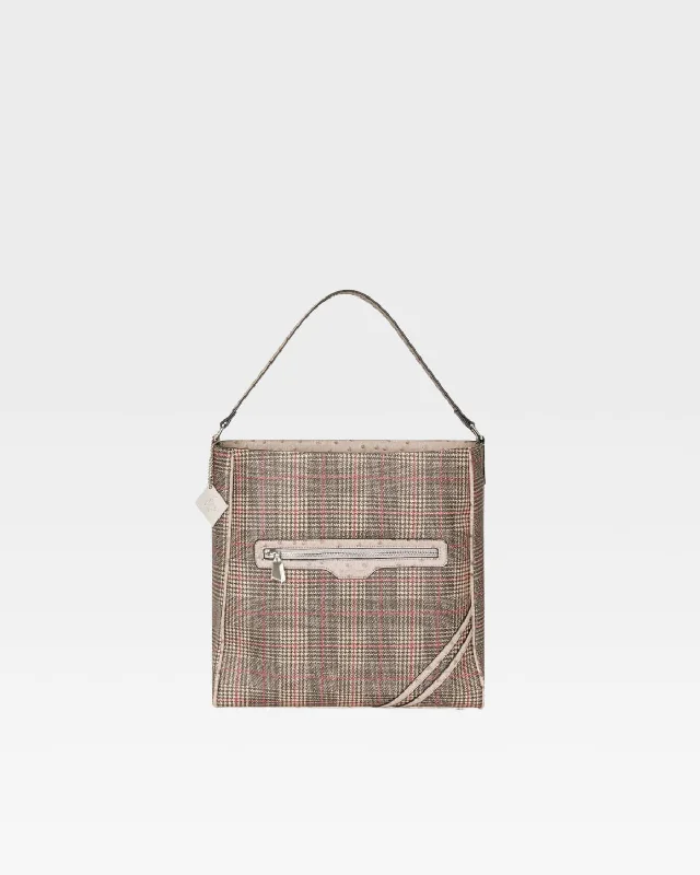 Tote Bag eco-friendly-Plaid Mini Tote Bag in Brown