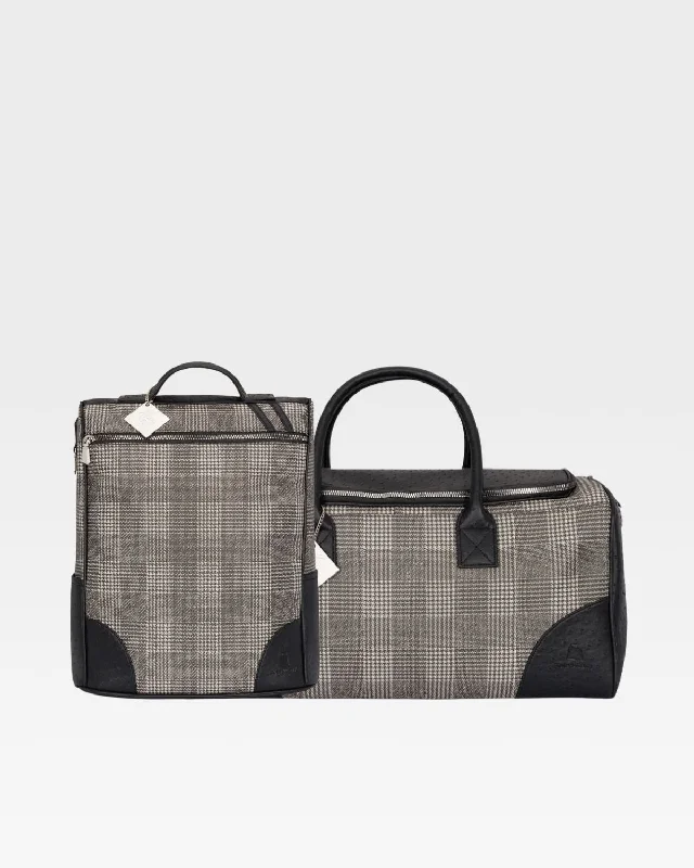 Duffel Bag for windy conditions-Plaid Travel Set in Black