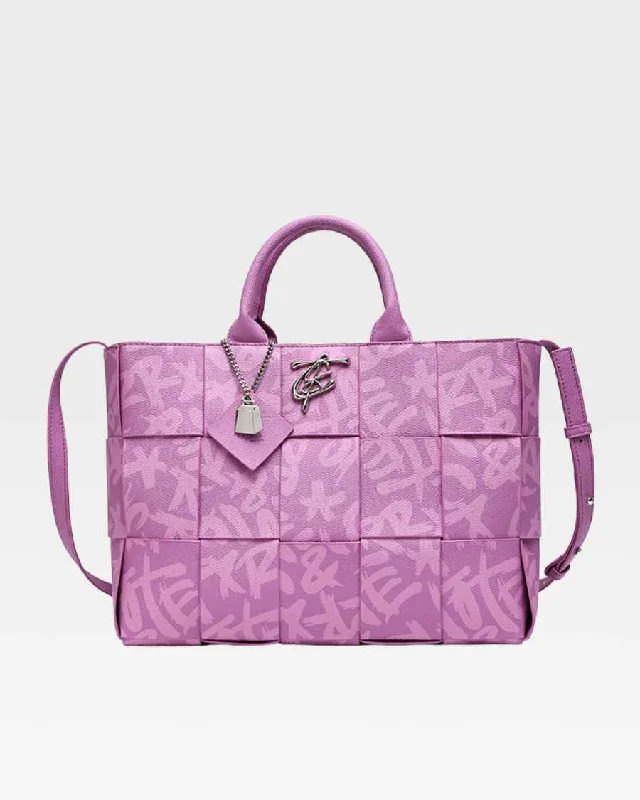 Tote Bag for laptop-Graffiti Tote Bag in Purple