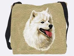 Tote Bag with zipper-Samoyed Tote Bag - 17 X 17 Tote Bag