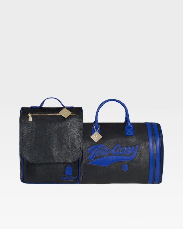 Duffel Bag with retro style-Sport Travel Set in Black & Blue