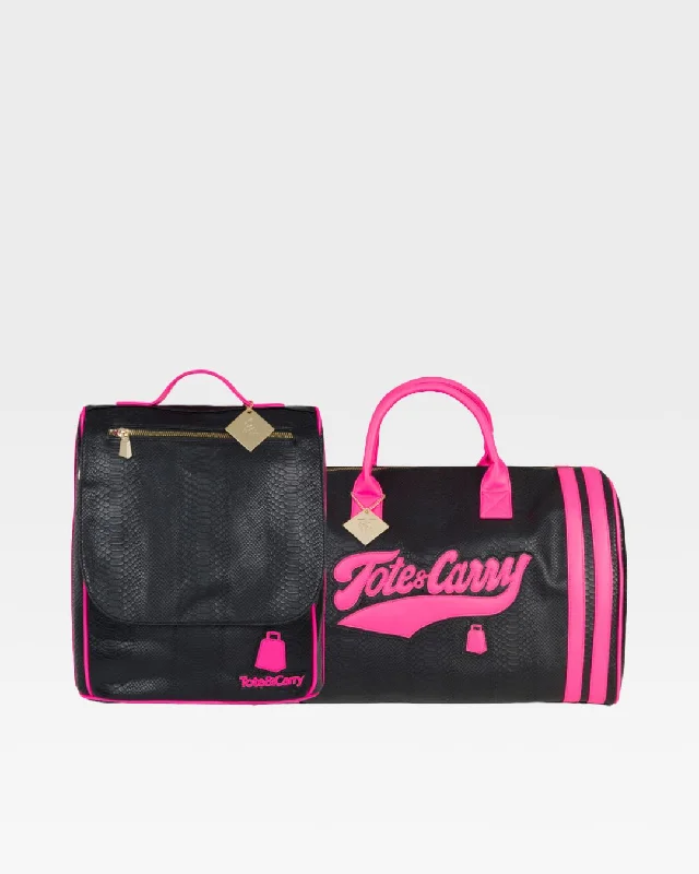 Duffel Bag for humid climates-Sport Travel Set in Black & Pink