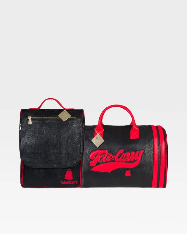 Duffel Bag for dusty trails-Sport Travel Set in Black & Red