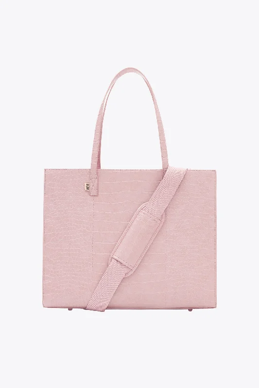 Tote Bag with chain-The Large Work Tote in Atlas Pink Croc