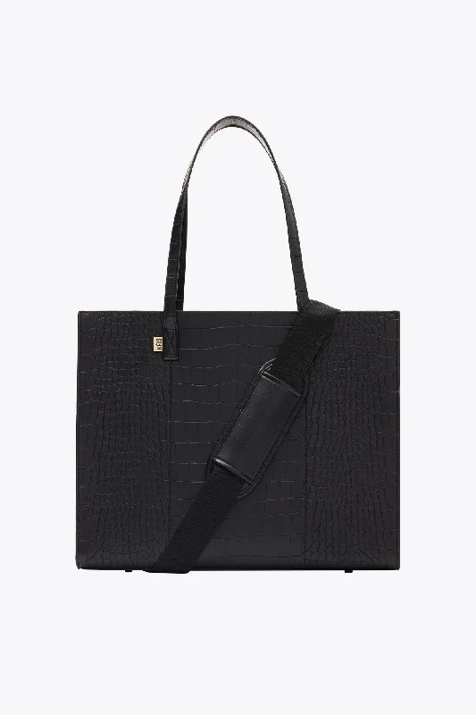 Tote Bag for carry-on-The Large Work Tote in Black Croc