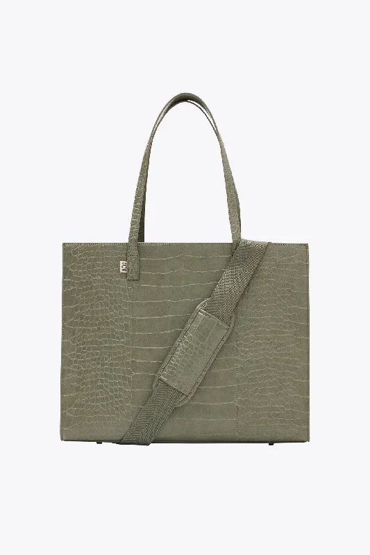 Tote Bag for bridesmaids-The Large Work Tote in Olive Croc