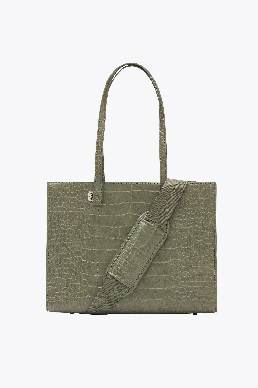 Tote Bag for market-The Work Tote in Olive Croc