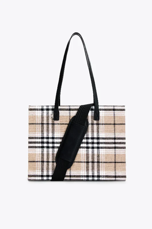 Tote Bag with studs-The Work Tote in Plaid