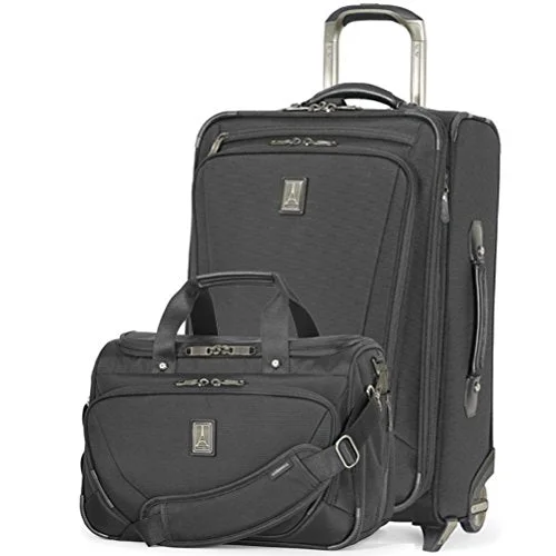 Tote Bag for commuters-Travelpro Crew 11 2 Piece Set Of 22 Upright And Deluxe Tote Black